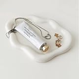 MDFAYE Jewelry Dish Trinket Tray for Women, Ring Dish Holder, Unique Cloud Shape Ceramic Plate Cute Things Vanity Aesthetic Room Decor Mother's Day Birthday (White)