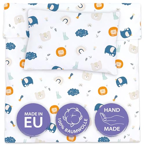 Kinderbettwäsche Baby Bettwäsche 90x120 cm aus Baumwolle - Kinder Set von Duvet Cover 90 x 120 und Kissenbezug 40x60 cm Junge und mädchen...
