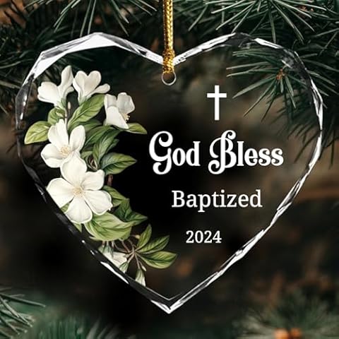 Mondily Christmas Baptism Ornament, Baptized Glass Ornament for Christmas Tree, 2024 Christmas Ornament, Christmas Keepsake Ornaments, 03 Cover