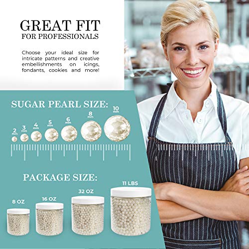 O'creme White Edible Sugar Pearls Cake Decorating Supplies For Bakers: Cookie, Cupcake & Icing Toppings, Beads Sprinkles For Baking, Certified, Candy Sugar Ball Accents (4Mm, 11 Lbs) #TOP5