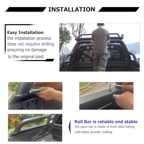 Image of Roll Bar with Cargo Basket for Full Size Trucks, Black
