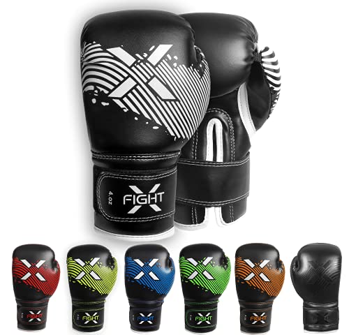 Fightx Kids Boxing Gloves For 3-8 Years 4 6 Oz Training Mma Boys Girls Kickboxing Punching Gloves For Training, Punching Bag, Muay Thai, Mma (Black/White, 6Oz) #TOP30