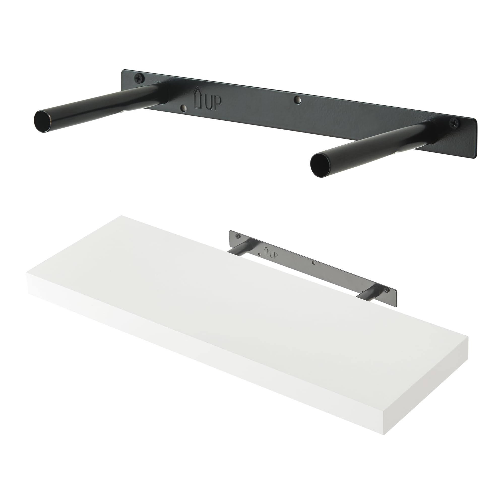 [en.casa] Set di 3 Mensole da Muro 60x20x4 cm Consolle Portaoggetti da Parete Mensole Sospese con Fissaggio Nascosto Ideali per Soggiorno Cucina Bagno - Bianco