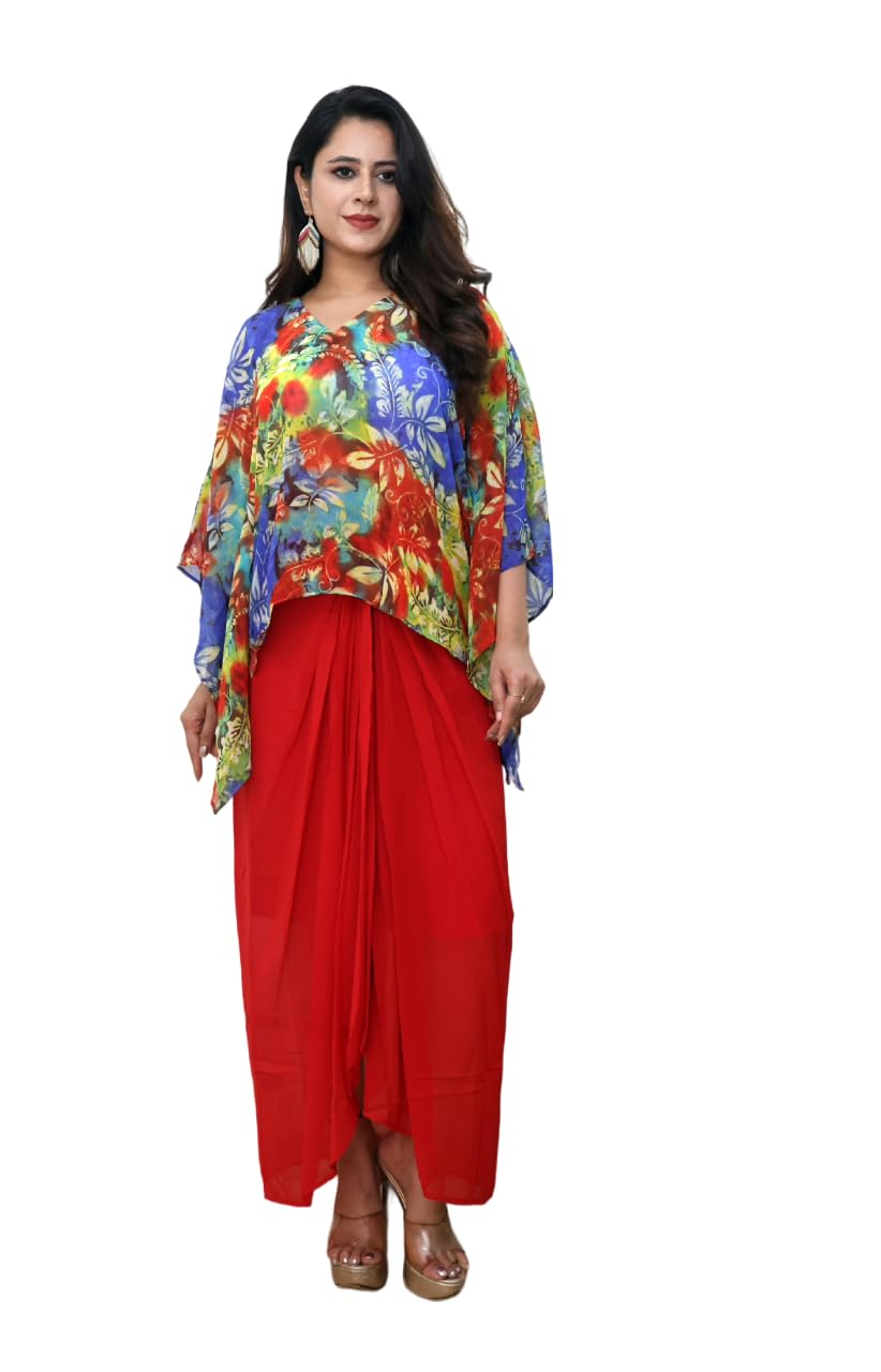 Boutique Collection Women's Kaftan Top and Dhoti Style Skirt set Fusion wear