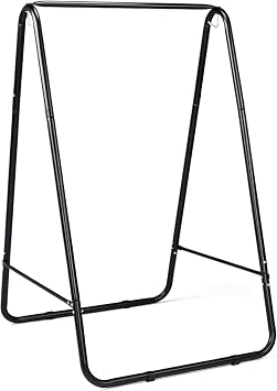 Outdoor Hammock Chair Stand Only, Swing Stand with 2 Hooks, Max Load 600lbs, Fits Most Hanging Chairs, Black Without Hammock Chair