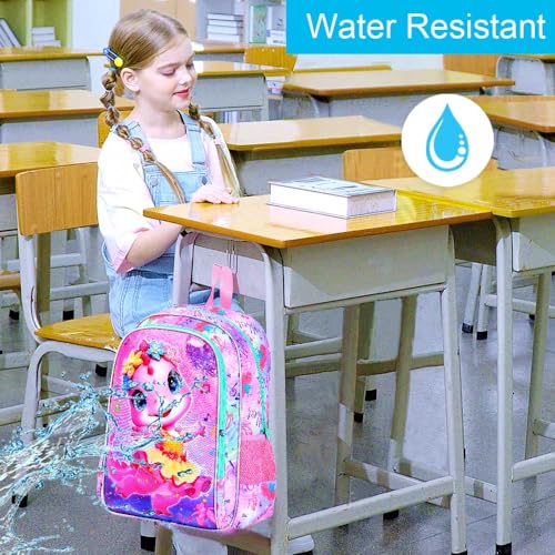 Image of CCJPX 3PCS Dinosaur Backpack for Girls, 16 Inch Kids Ballet Preschool School Backpacks with Lunch Box, Cute Ballet Water Resistant Bookbag with Elementary Toddler Travel