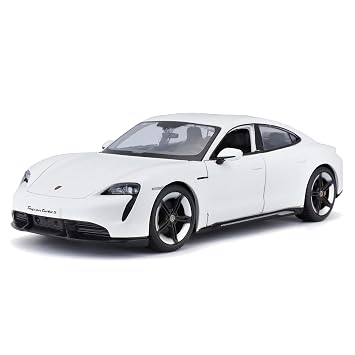 Bburago Porsche TAYCAN Super Car - 124 Scale - Incredibly Detailed Die-Cast Replica Collectible Model Vehicle, White