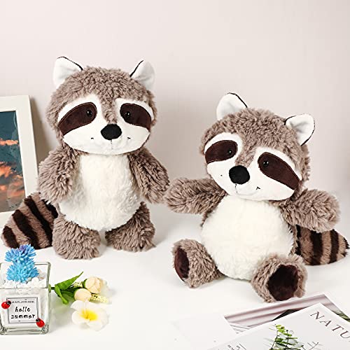 Image of 2 Pieces Raccoon Stuffed Animal Small Cute Plush Raccoon Brown Plushie Woodland Toy Soft Animal Doll for Babies Children Kids Girls Boys