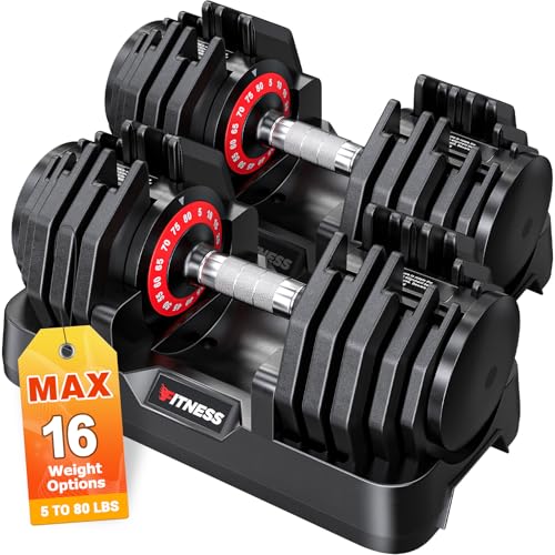 Rendpas Adjustable Dumbbells Set of 2, 1-Sec Adjustable...
