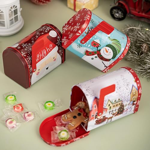 Buzón de lata para caramelos navideños ideal para regalar tarjetas y dulces 3