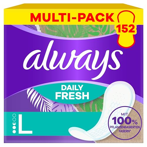 always Slipeinlage Daily Fresh Pflanzenbasiert Long 152 Slipeinlagen (Sparpackung 4x38 Stück) always Slipeinlage Daily Fresh Pflanzenbasiert Long 152 Slipeinlagen (Sparpackung 4x38 Stück)