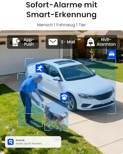 Reolink 5MP &Uuml;berwachungskamera Set Outdoor, 4X 5MP PoE IP Dome Kamera &Uuml;berwachung Aussen und 8CH 2TB HDD NVR f&uuml;r 24/7 Video&uuml;berwachung, Personen-/Fahrzeugerkennung, Nachtsicht, RLK8-520D4-5MP