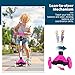 BELEEV Scooters for Kids 3 Wheel Kick Scooter for Toddlers Girls Boys, 4 Adjustable Height, Lean to Steer, Light up Wheels, Extra-Wide Board for Children Ages 3-12 (Black Pink)