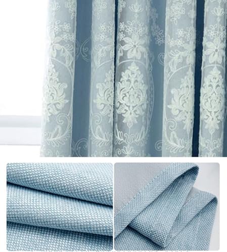 Rideau opaque chambre occultant et isolant bleu aspect lin passe tringle