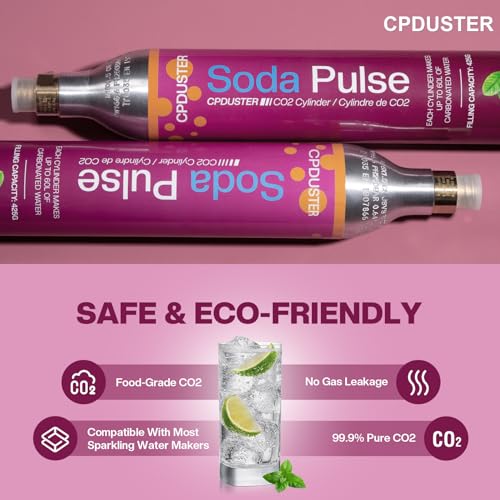 Threaded 60L CO2 Cylinders for Soda Makers (1 Pack) Compatible with Most Sparklers