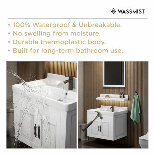 Image of WASSMIST Bathroom Vanity Washbasin Cabinet with Mirror & Shelf | Wall Mounted Wash Basin with Cabinet Full Set | Waterproof & Unbreakable (White)