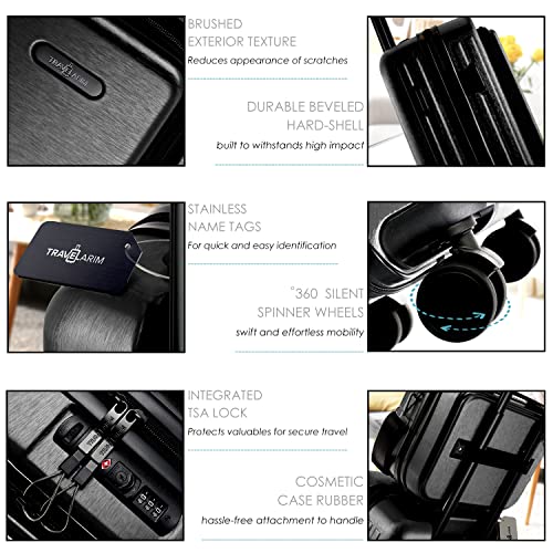 Image of 20 Inch Carry On Luggage 22x14x9 Airline Approved, Carry On Suitcase with Wheels, Hard-shell Carry-on Luggage, Durable Luggage Carry-On, Black Small Suitcase with Cosmetic Case
