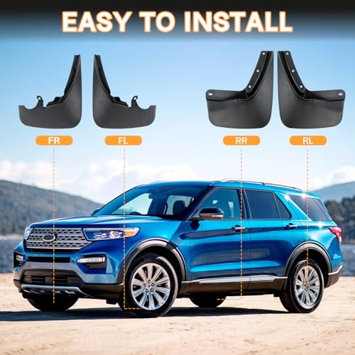 Image of Mud Flaps Mud Guards Replacement for 2020-2024 Explorer Front Mudflap and Rear Mudguard No Drilling Required 4pc Set