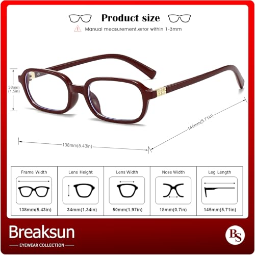Image of Breaksun Retro Rectangle Glasses for Women Men Small Square Blue Light Blocking Glasses Vintage Eyeglasses
