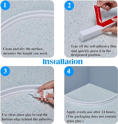 Barrière à eau en silicone de 3m blanche pour douche et évier - 7