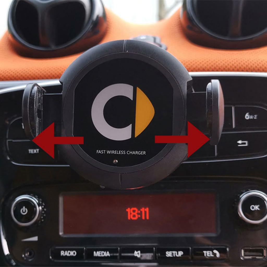 SHIFENG Samochodowy uchwyt do bezprzewodowego ładowania telefonu kompatybilny z Smart 453 Fortwo Forfour 2015-2021 360 regulowane akcesoria do montażu obrotowego