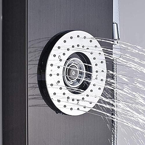 Panel de ducha negro LED de acero inoxidable con 3 manijas y 5 funciones miniatura 6