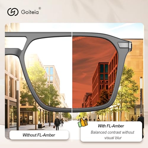 Image of Goiteia FL-Rose Migraine Glasses,Blocks 480-520 nm Light, Light Sensitivity Glasses for Fluorescent LED Glare,Photophobia