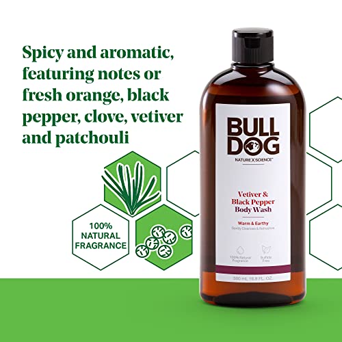 Bulldog Mens Skincare And Grooming Body Wash Vetiver & Black Pepper, 16.9 Fluid Ounce #TOP1