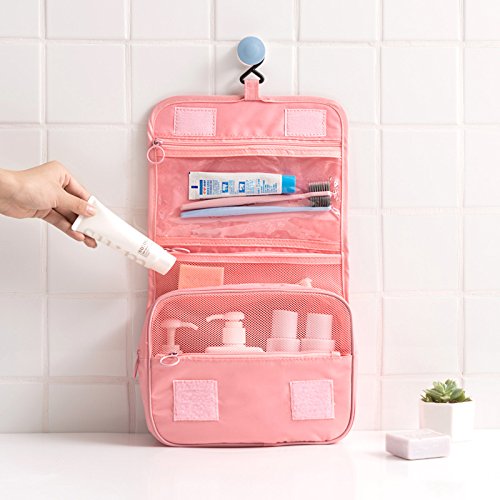 Beauty Case da Viaggio per Donna, Pochette cosmetica Impermeabile, Organizer per Articoli da Toilette e Cosmetici, con Gancio per riporre Il Trucco in Bagno.