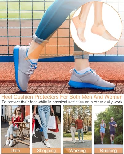 Image of ARIME ADDA Silicone Gel Heel Pad Socks for Pain Relief | Heel Swelling Pain Relief | Anti Crack Moisturizing Socks for Dry Hard Cracked Ankles | Man and Women Gel Heel Protectors Free Size (Warm Rosy)
