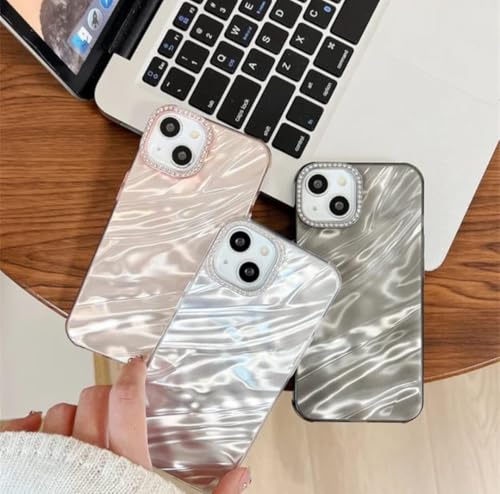 Image of Compatible with iPhone 13 Stylish Case Camera Lens Protection Diamond Bling Silver Luxury Soft TPU Glitter Shockproof Protective Back Case Cover (Silver)