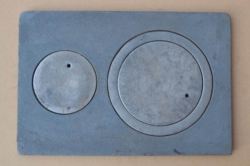 SEZAM Placa de fundición para horno con 2 agujeros 40x27cm placa de carbón placa de chimenea hierro fundido gris hierro fundido