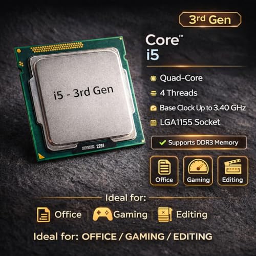 Image of Assembled Desktop CPU with M.2 SSD, Core i5-3rd Gen(3570 /3470) II WiFi DONGLE II Windows 10 II MS Office II HDMI & VGA Ports II Full Metal Body - Black (128, GB, 4, GB)