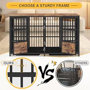   BOINN-Large-Dog-Crate-Furniture-63-inch-Heavy-Duty-Double-Dog-Crate-with-Divider-Extra-Large-Dog-Kennel-Furniture-with-Removable-Trays-for-Medium-Large-Dogs
