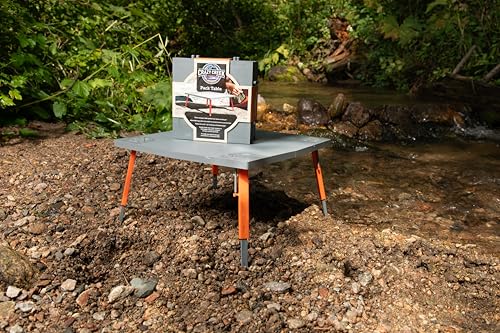 Crazy Creek Pack Table, Mesa plegable compacta de exterior 12 x 12 pulgadas, Gris y naranja miniatura 2