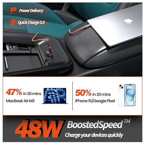 Image of Phonokart Creta 2 48W Car Charger, Dual USB Port (30W PD USB-C + 18W QC 3.0 USB-A), Fast Charging Adapter for Cars, SUVs & Trucks
