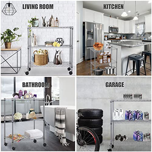 Actask Scaffale con Ruote, Scaffali a 3 Ripiani in...