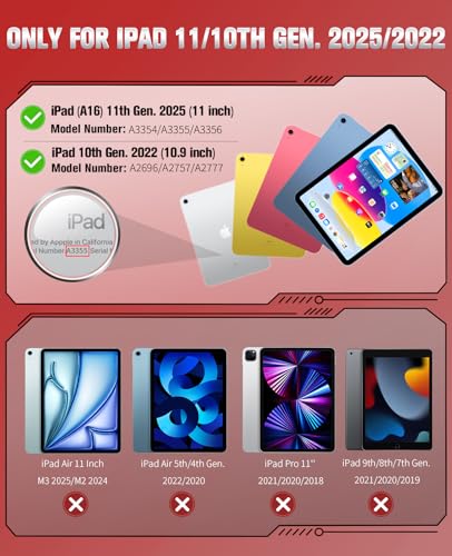 Étui iPad 10e génération MoKo rouge antichoc avec protège-écran et support