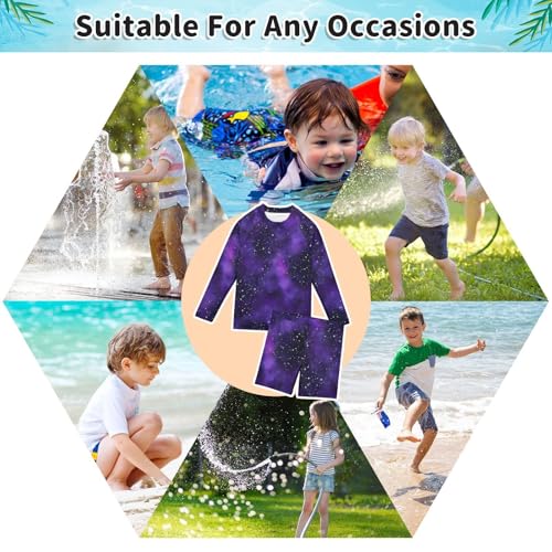 Aflyko Boys' Rash Guard Set Deep Space Purples Galaxy SPF 50+ Sun Protection Swimsuit3