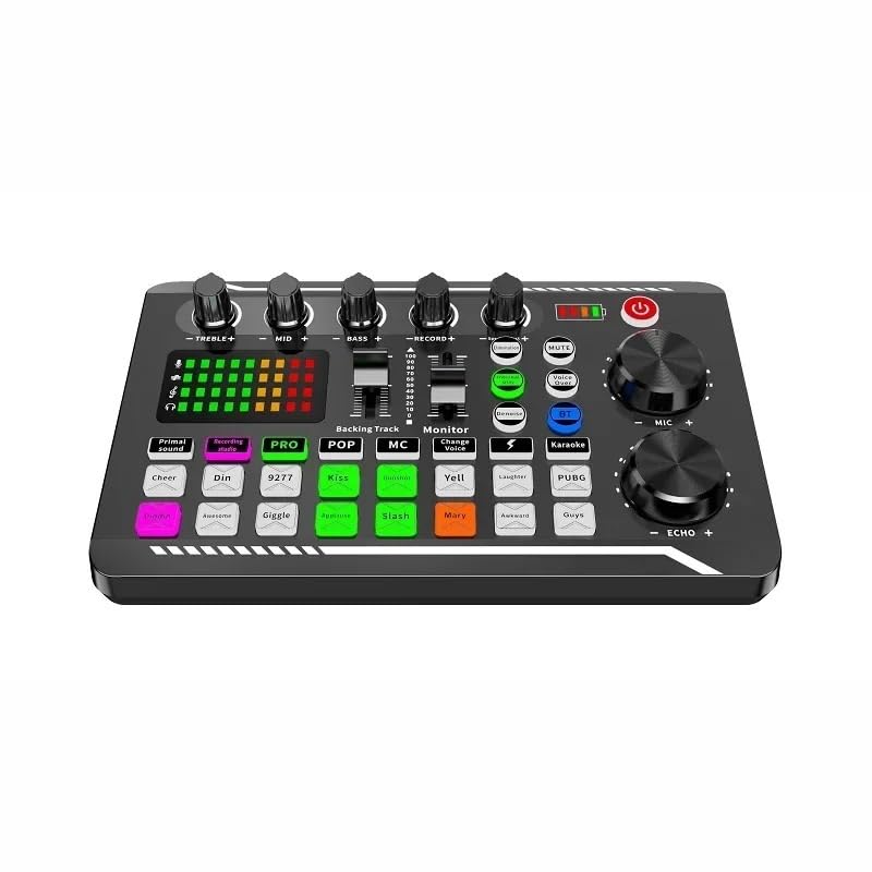 Mixer DJ, Scheda audio live F998 e interfaccia con effetti mixer DJ cambio voce, Bluetooth