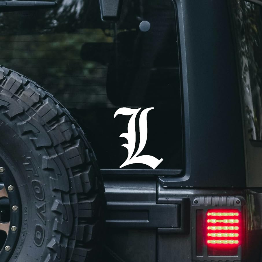 Image of 5in Death Note L Symbol Vinyl Sticker for Trucks, Cars, laptops, & More.