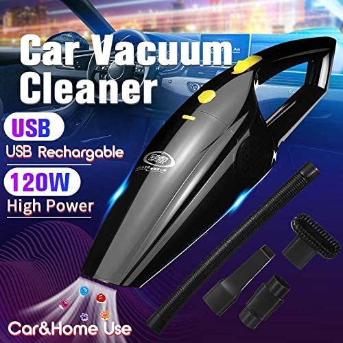 120W Portable USB Home Car Vacuum Cleaner for Auto Cars Suction Home Handheld Cordless Wet and Dry Dual Use Cleaning Tool(Color:Black)
