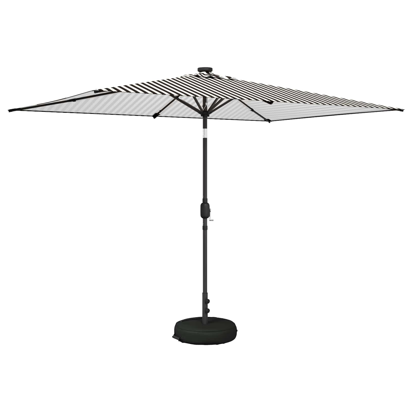 SYDE Parasol ogrodowy ze światłami LED i podstawą 200 x 300 cm poliester