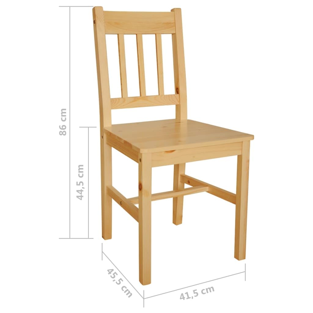 Juego de 2 sillas de comedor (madera de pino, ergonómicas, 41,5 x 45,5 x 86 cm), estructura de madera robusta para cocina y comedor, cómodas y fáciles de limpiar