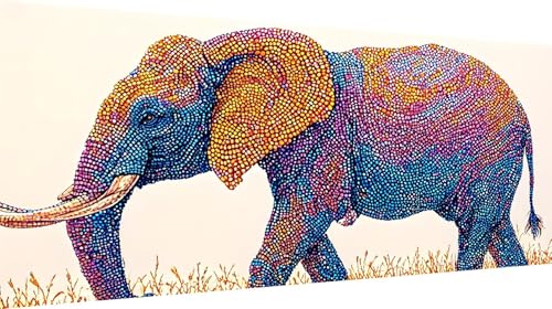 Diamond Art Éléphant Abstrait 5D DIY | Point de Croix Adulte Débutant Peinture Diamant XXL 70x140cm