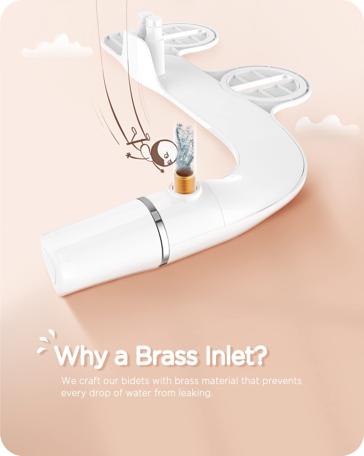 Ciays Bidet Attachment for Toilet Ultra-Slim Bidet Sprayer Non-Electric Dual Nozzle for Feminine/Posterior Wash Bidet Toilet Attachment with Pressure Controls?Sliver/White