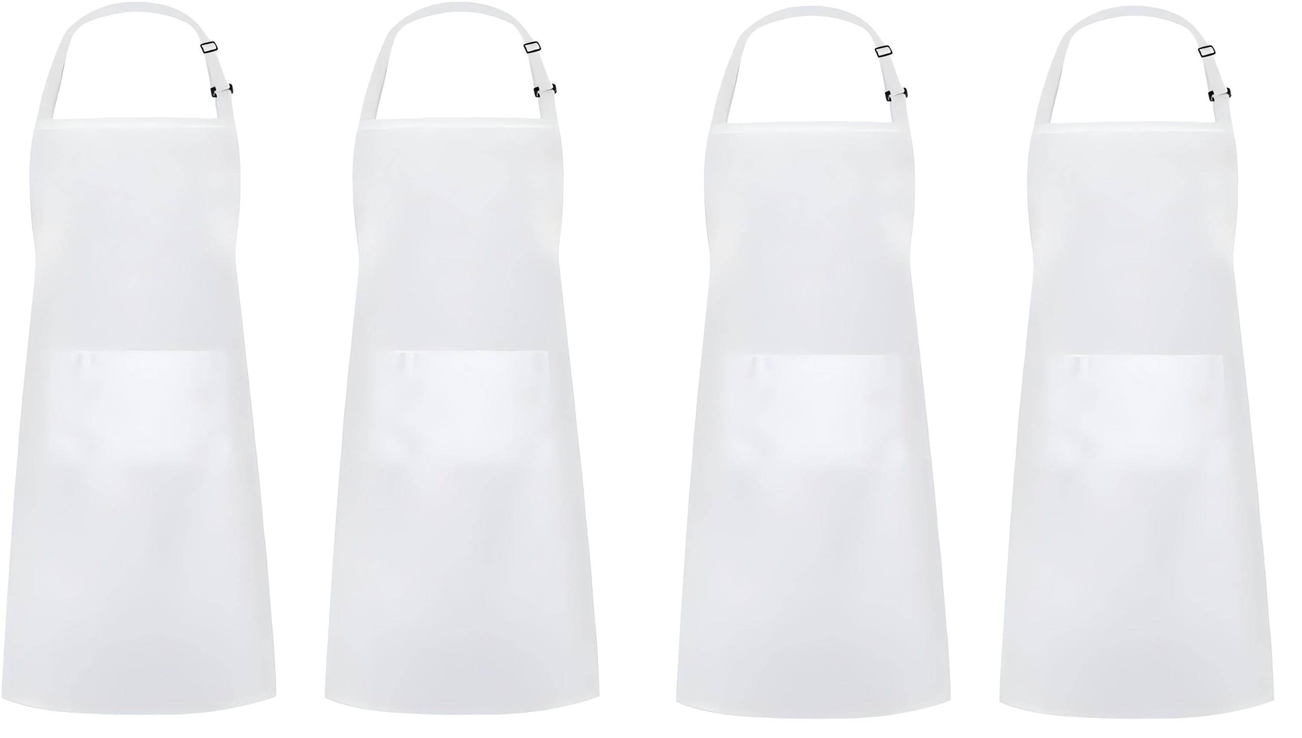 EastElegant Apron for Men Women, Adjustable Cooking Kitchen Chef Aprons with 2 Pockets, White, Pack of 4