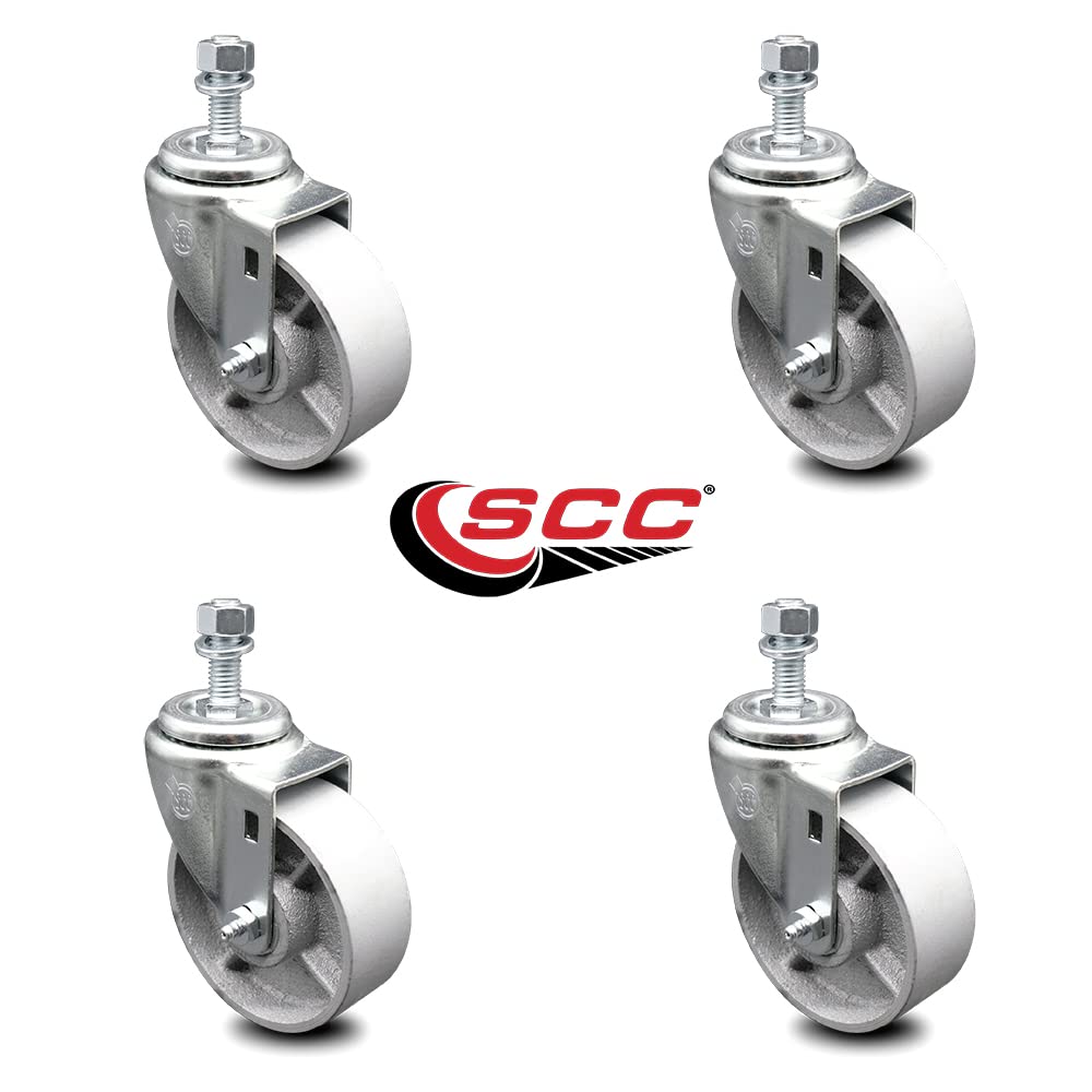 Semi Steel Cast Iron Swivel Threaded Stem Caster Set of 4 w/4