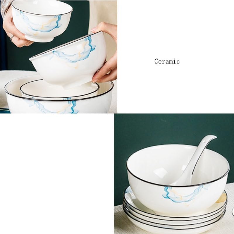 Pattern Lightweight Luxury Ceramic Tableware Chinese Creative Bowl Chopstick Set Gift Restaurant