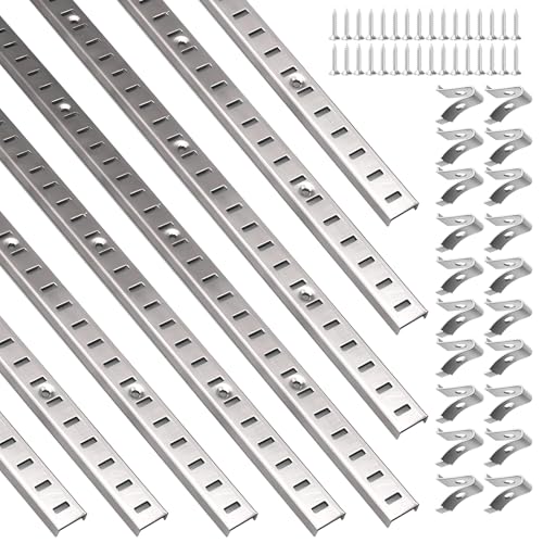 36 Inch Adjustable Shelf Pilaster with Clips (8 Pcs)